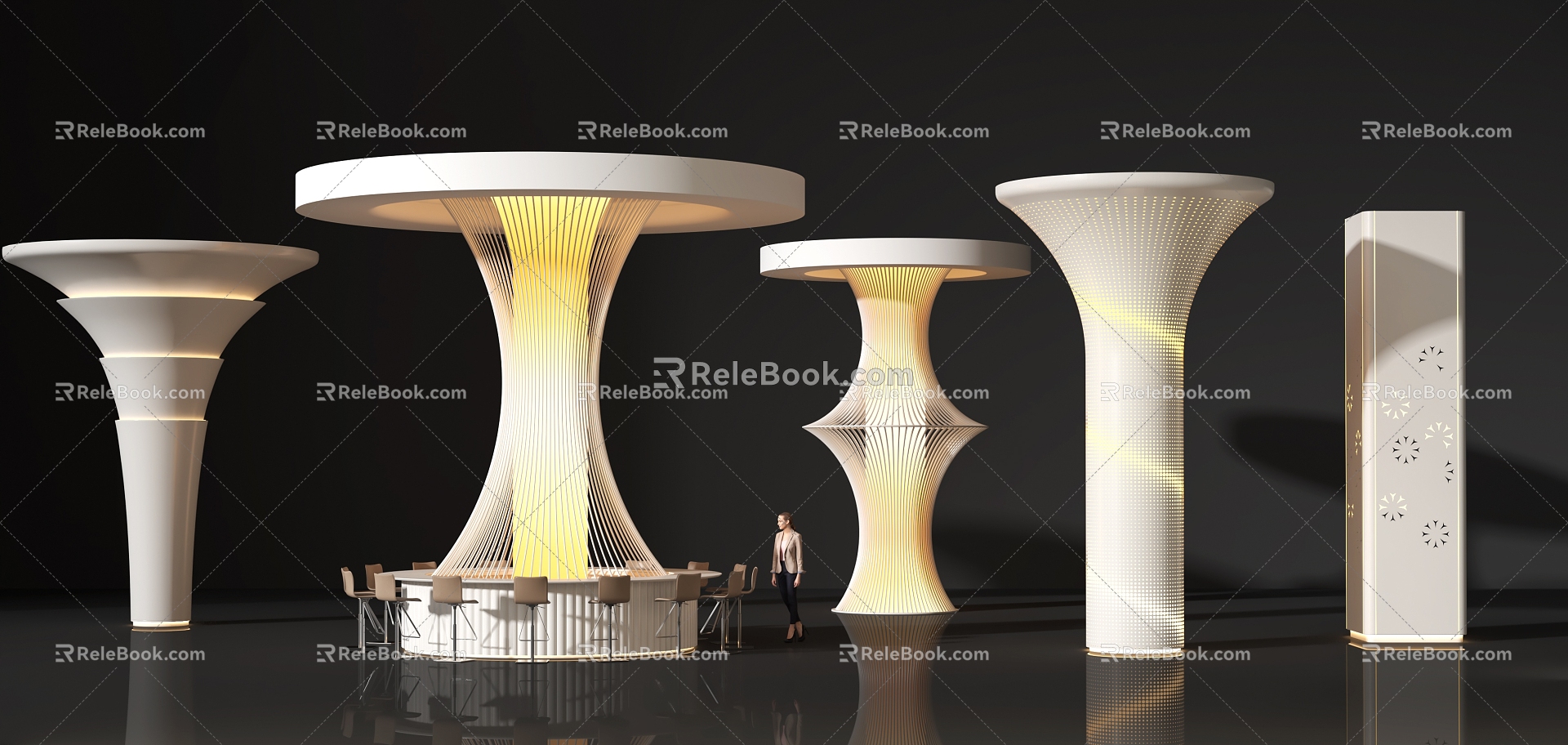 Modern pillar shaped decorative pillar model