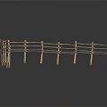 Rustic Outdoor Curved Wooden Fence Structure With Wooden Posts And Rails