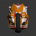 Sleek Orange And White Motorcycle With Futuristic Design And Streamlined Body