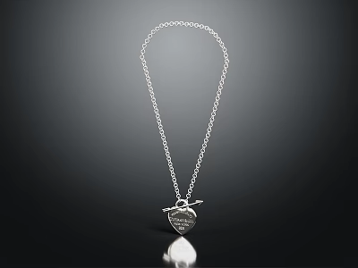 Silver Chain Necklace With Stylish Pendant Design For Modern Fashion Accessory 3d model