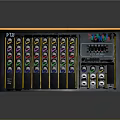 Electronic Control Panel With Colorful Ports Knobs And Yellow Border Design