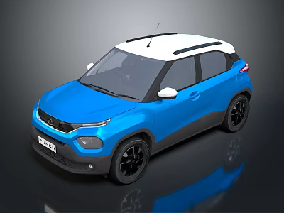 Blue Compact SUV Exterior Design With White Roof And Black Wheels 3d model