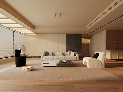 Modern Living Room Interior Design With Comfortable Sofa Soft Rug And Natural Light 3d model