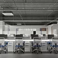 modern public office area office area 3d model