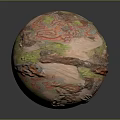 Vibrant Undulating Terrain On Sphere Surface With Red Green Pink Textured Patterns