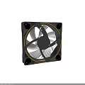 Modern Computer Cooling Fan With Black Frame Yellow Trim And Gray Blades