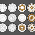 European-style lamp panel with carved plaster 3d model