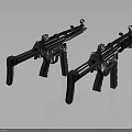 Two Modern Black Submachine Guns With Tactical Grips And Side By Side 3d model