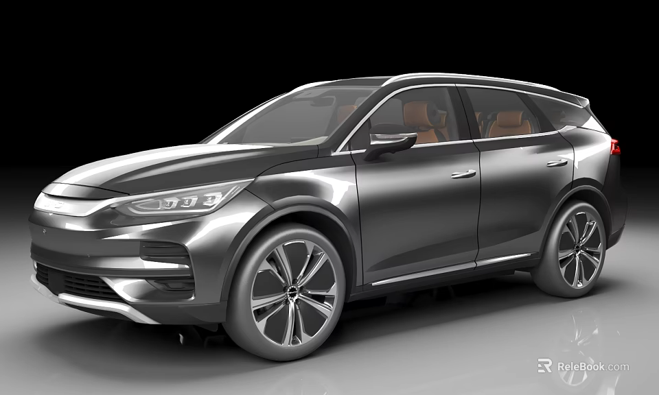 Silver SUV With Modern Sleek Design Smooth Body Lines And Brown Leather Seats 3d model 