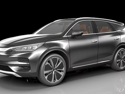 Silver SUV With Modern Sleek Design Smooth Body Lines And Brown Leather Seats 3d model