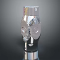 Shiny Industrial Metal Equipment Component With Hexagonal Top And Circular Holes