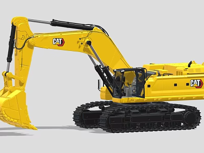 CAT Heavy Duty Tracked Industrial Excavator With Large Bucket And Cab 3d model
