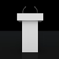 Blue Functional Podium With Dual Microphones And Smooth Surface For Exhibition Events With CIMT Logo