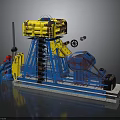 Heavy Duty Industrial Machinery Featuring Blue Frame Yellow Components Wheels And Platform Base