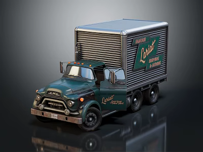 Vintage Green Lipton Brand Enclosed Cargo Truck With Classic Design 3d model