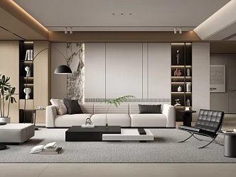 Modern Living Room Home Living Room Sofa Coffee Table Combination Leisure Chair Background Wall Ceiling Decoration Sofa Potted Plant 3d model