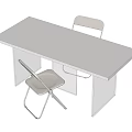 Modern White Dining Table Set With Transparent Legs And Metal Frame Chairs 3d model