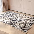 Square Rug With Black And White Geometric Patterns For Modern Interior Design