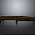 Wooden Household Bench With Long Divided Sections And Brown Wooden Legs