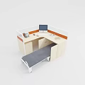 Modern L Shaped Office Desk With Foldable Bed And Storage Cabinets Design 3d model