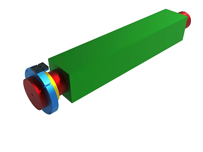 3D Model Of Green Cylindrical Mechanical Component With Red And Blue Ends 3d model