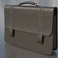 Classic Dark Gray Leather Briefcase with Top Handle and Front Straps for Business Professional