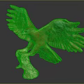 Handcrafted Eagle Sculpture with Spread Wings Tree Stump Base and Orange Green Wood Grain Texture