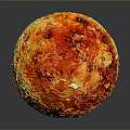 Colorful Red Yellow Textured Sphere On Dark Background With Glossy Reflection