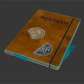 Sleek Brown Cover Electronic Notebook with Colorful Stickers Blue Red Bookmarks and Smart Design