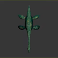 Green Blue Plesiosaur Marine Reptile With Long Neck Open Mouth