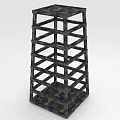Wooden Multi Layer Shelf With Cross Frame Structure And Storage Design