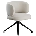 Modern Office Chair With Light Beige Upholstered Seat Curved Armrests And Black Metal Base