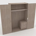 Light Wood Wardrobe With Open Doors Clothes Rail And Bottom Drawer Cabinet
