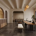 Modern Hotel Public Lounge Interior With Plush Seating Green Plants And Decorative Brick Wall