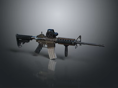 Modern Military Assault Rifle Weapon With Scope Magazine Barrel And Stock 3d model