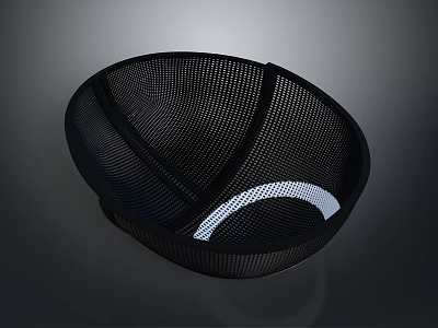 Black Mesh Bowl Shaped Weapon With White Curved Section And Net Structure Design 3d model