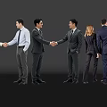 Group Of Business Professionals Shaking Hands Talking And Pointing In Formal Attire