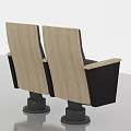 Two Modern Theater Seats With Wooden Backrest And Black Armrests