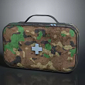 Camouflage Pattern First Aid Kit With White Cross For Emergency Use 3d model