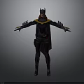 Female Batman Style 3D Character Model With Bat Helmet And Winged Arms