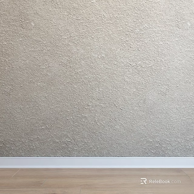 Textured Gray Wall Surface With White Baseboard Trim And Smooth Finish 3d model