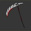 Modern Scythe Weapon Design With White Red And Gray Curved Blade And Handle