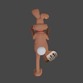 Playful Brown Cartoon Rabbit With Big Ears Red Bow Tie And Cheerful V Sign