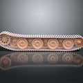 Copper Colored Toy Track With Circular Wheels And Smooth Surface Reflection