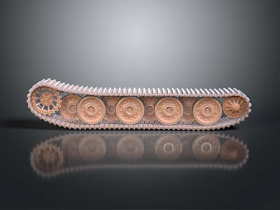 Copper Colored Toy Track With Circular Wheels And Smooth Surface Reflection 3d model
