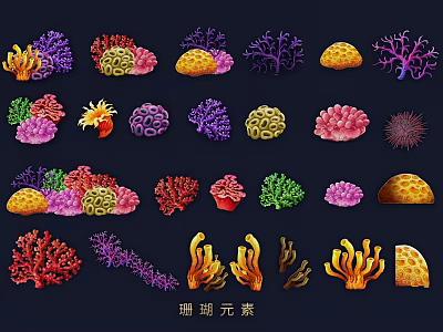 Wall Decor With Colorful Coral Elements And Vibrant Decorative Shapes 3d model