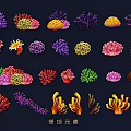 Wall Decor With Colorful Coral Elements And Vibrant Decorative Shapes