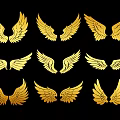 Golden Animal Wing Shaped Wall Decor With Various Designs For Home Decoration