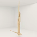 Handcrafted Artistic Wooden Musical Instrument With Stick In White Room Corner