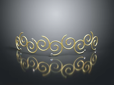 Golden Spiral Plant Ornament With Shiny Reflective Surface And Intricate Design 3d model